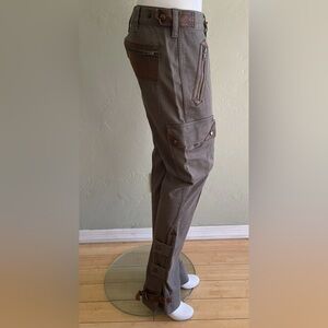Ralph Lauren khaki green cargo pants with leather accents size 12